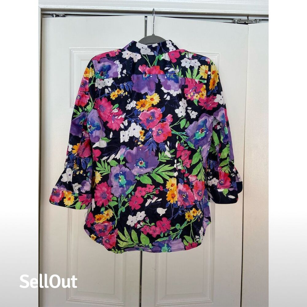 Lauren Ralph Lauren Women's Floral Button-Up Blouse Size Standard L Multicolor - Picture 2 of 3